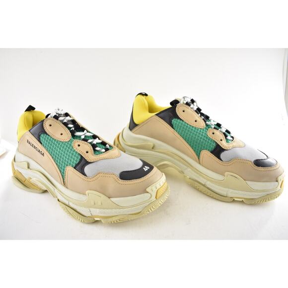 Balenciaga Triple S Sneakers Beige Green Yellow 2018 Reissue Flat Platform 46 13 - Picture 6 of 15